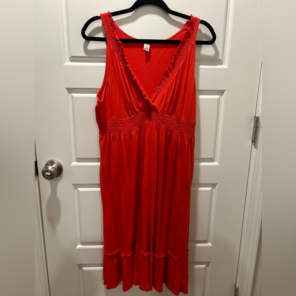 2/$20 Orange Sleevless Dress with Ruffle Details